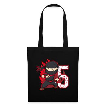 Ninja Fighter Birthday Boy 5 years old Ninjas - Tote Bag - black - Front