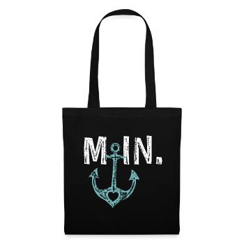 Moin Anker Seefahrt Design Geschenkidee - Stoffbeutel - Schwarz - Vorne