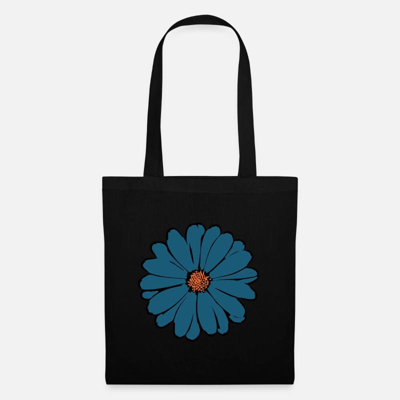 Blume dunkelblau blaue Blume Blumen blau - Stoffbeutel - Schwarz