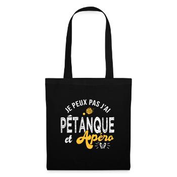 je peux pas j ai pétanque et apéro Humour petanque - Sac en tissu - noir - Devant