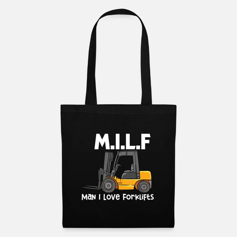 M.I.L.F Man I Love Forklifts Lustiger Gabelstapler - Stoffbeutel - Schwarz