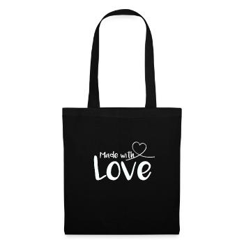 Made with Love Mach es mit Liebe Geschenkidee - Stoffbeutel - Schwarz - Vorne