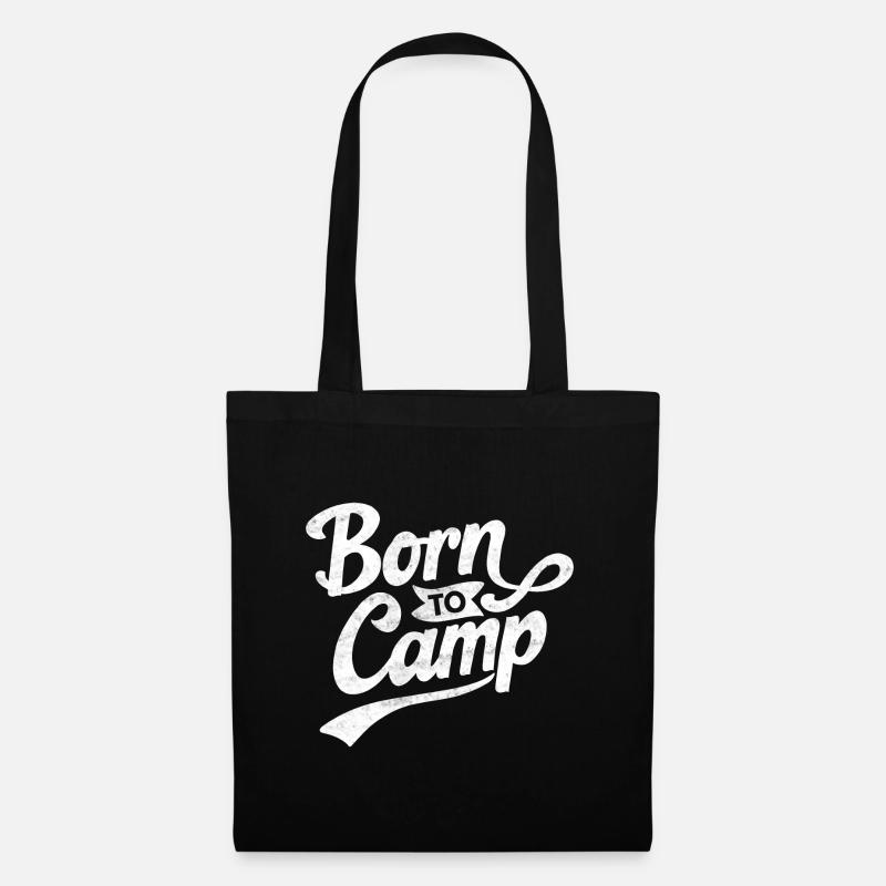 Retro Camping Spruch Born to camp - Stoffbeutel - Schwarz