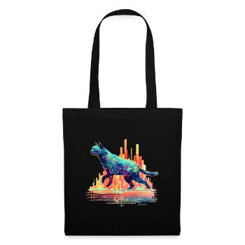 Cat Neon City Skyline - Tote Bag - black - Front