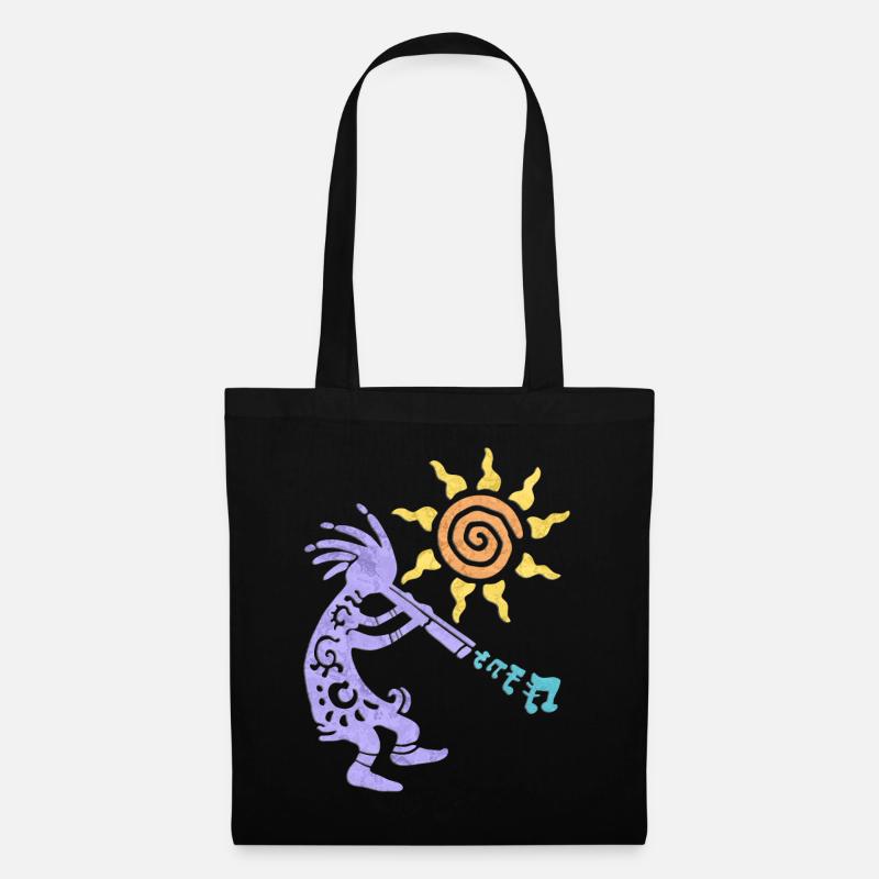 Native American Kokopelli Musican With Flute 1 - Stoffbeutel - Schwarz