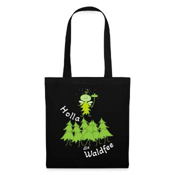 Lustige Fee im Wald Waldfee - Stoffbeutel - Schwarz - Vorne