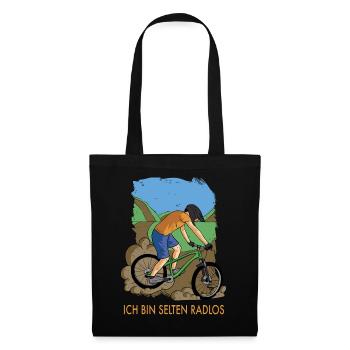 MTB Fahrer Mountainbike Ich Bin Selten Radlos - Stoffbeutel - Schwarz - Vorne