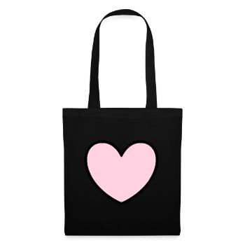rosarotes Herz Herz rosa Geschenk Valentinstag - Stoffbeutel - Schwarz - Vorne
