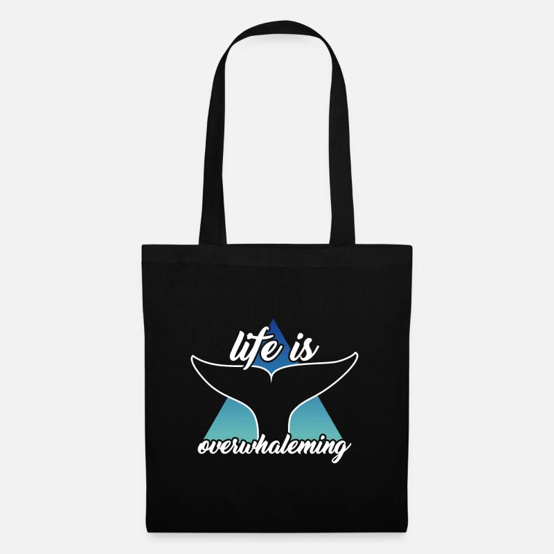 Life is overwhaleming Wal Orca Wortspiel - Stoffbeutel - Schwarz