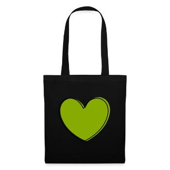 green heart green hearts couples gift - Tote Bag - black - Front