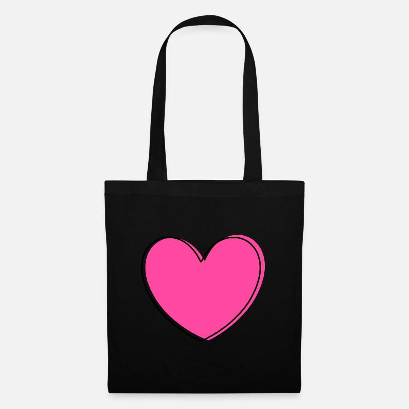 Valentinstag Rosa Herz, Valentinstag Geschenk - Stoffbeutel - Schwarz
