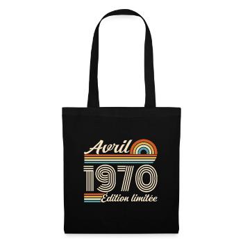  Avril 1970 anniversaire rétro 1970 April 1970 - Sac en tissu - noir - Devant