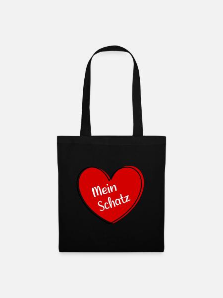 Valentinstag rotes Herz rot Valentinstag Geschenke - Stoffbeutel - Schwarz