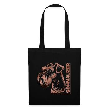 Schnauzer Portrait Dessin Tête Or Rose - Sac en tissu - noir - Devant