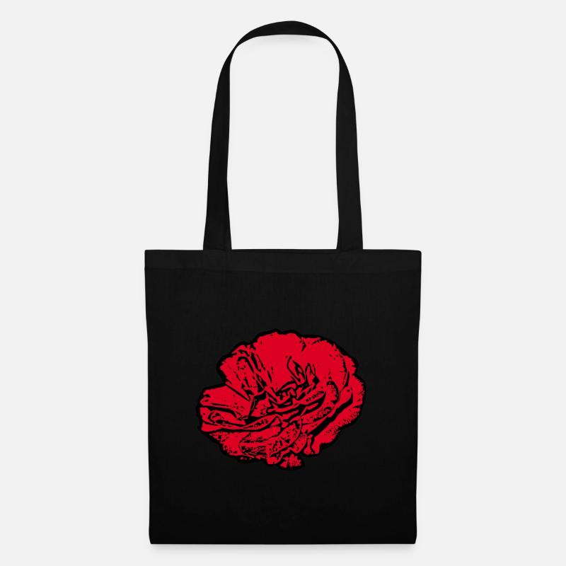 Blume rot rote Blüte Geschenk Muttertag - Stoffbeutel - Schwarz