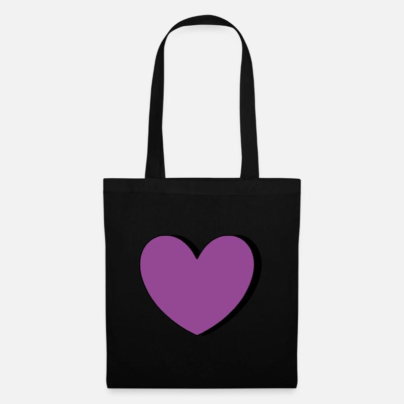Herz violett schwarz Valentinstag - Stoffbeutel - Schwarz