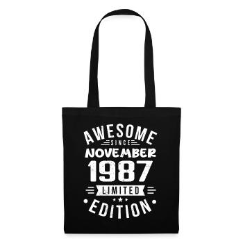 Novembre 1987 Idée Cadeau Légende Novembre 1987 - Sac en tissu - noir - Devant