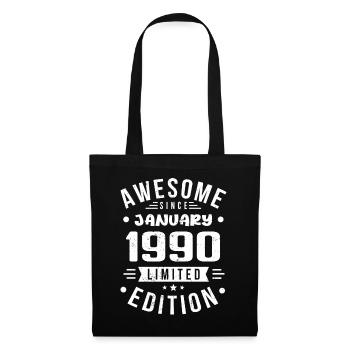 Janvier 1990 - Anniversaire Janvier 1990 I Janvier 1990 - Sac en tissu - noir - Devant