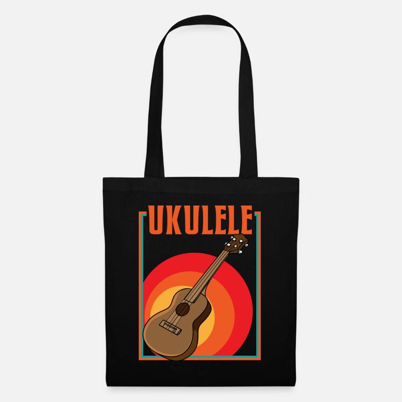 Retro Ukulele - Stoffbeutel - Schwarz