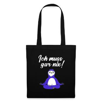 muss gar nix faultier yoga faultier, yogasitz pink - Stoffbeutel - Schwarz - Vorne