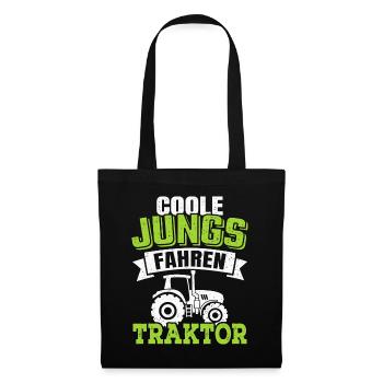 Coole Jungs fahren Traktor Landwirt Bauernhof - Stoffbeutel - Schwarz - Vorne