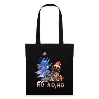 Weihnachtshund Boxer - Stoffbeutel - Schwarz - Vorne