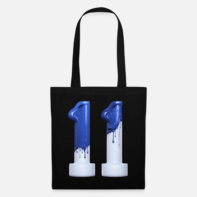 NR. 11 NUMMER 11 BLAU WEIß 11. GEBURTSTAG - Stoffbeutel - Schwarz