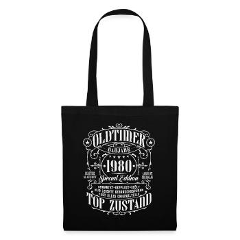 Oldtimer 1980 geboren Geburtstag Geschenk - Stoffbeutel - Schwarz - Vorne