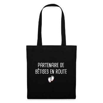 grossesse T-shirt futur grand frère grande soeur - Sac en tissu - noir - Devant