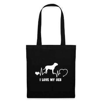 Old English Bulldog mit Herzschlag - Stoffbeutel - Schwarz - Vorne
