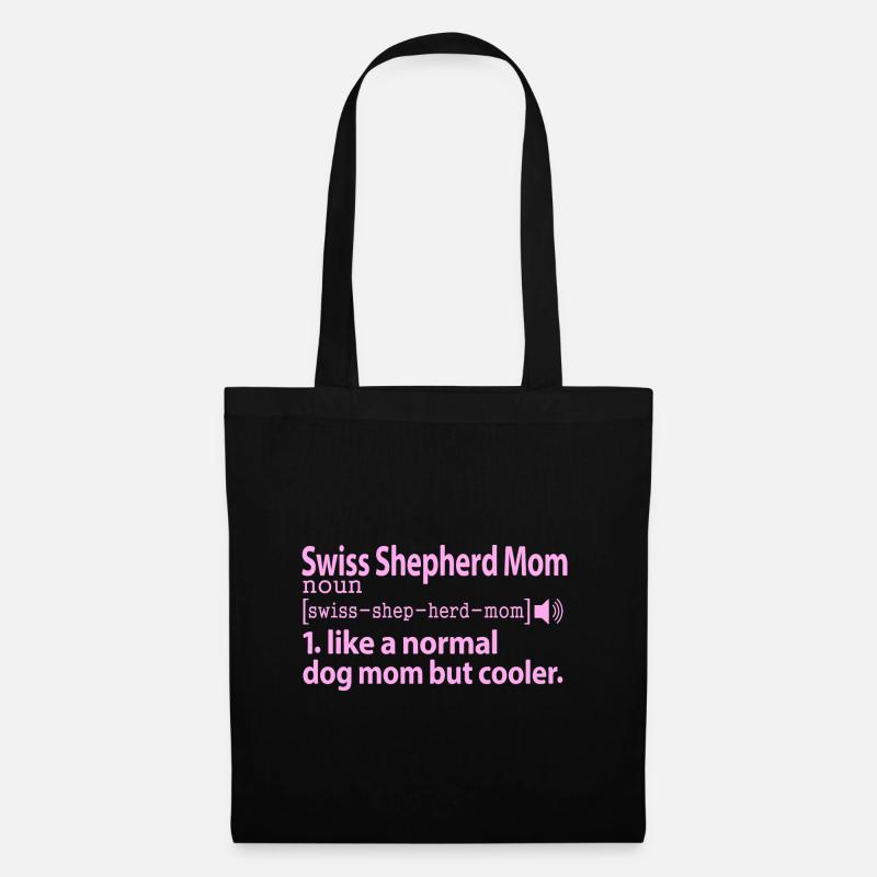 Weisser Weißer Schweizer Schäferhund Mama Pink - Stoffbeutel - Schwarz