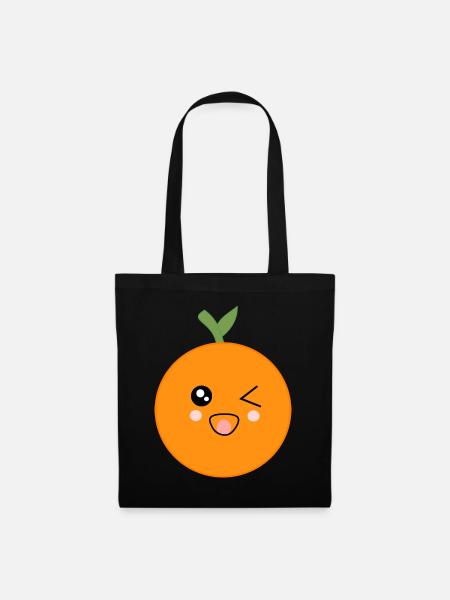 Kawaii Orangen Kawaii Früchte Kawaii Obst - Stoffbeutel - Schwarz