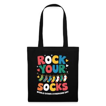 Rock Your Socks World Down Syndrome Day Awareness - Stoffbeutel - Schwarz - Vorne