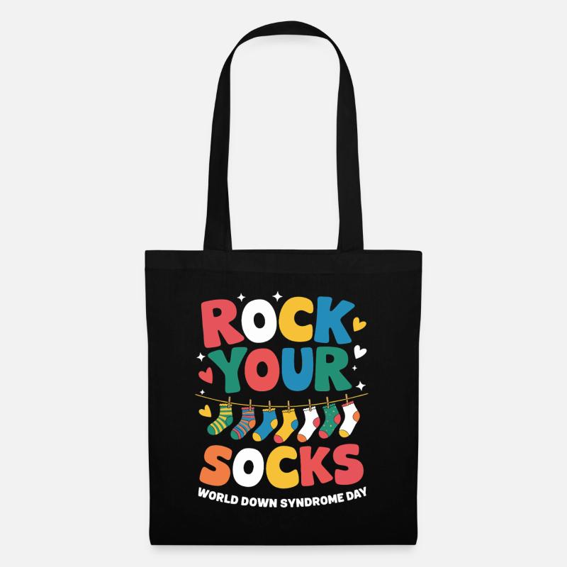 Rock Your Socks World Down Syndrome Day Awareness - Stoffbeutel - Schwarz