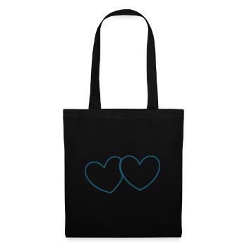 Coeur bleu Saint-Valentin - Sac en tissu - noir - Devant