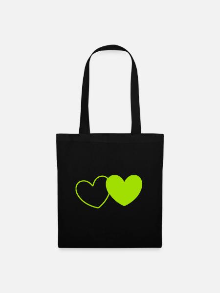 grünes Herz grün Geschenk Valentinstag - Stoffbeutel - Schwarz