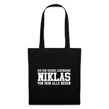Niklas Name Design - Stoffbeutel - Schwarz - Vorne
