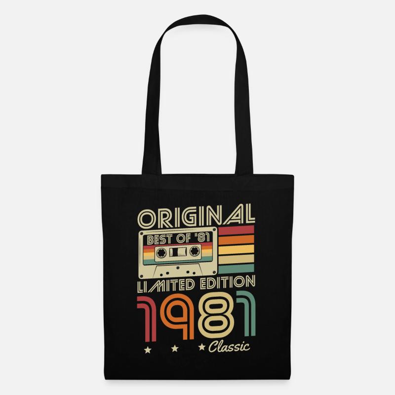 Original 1981 Jahrgang geboren Retro Geburtstag - Stoffbeutel - Schwarz