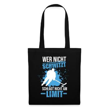 Eishockey Puck Schlittschuhe Hockey Hockeyspieler - Stoffbeutel - Schwarz - Vorne
