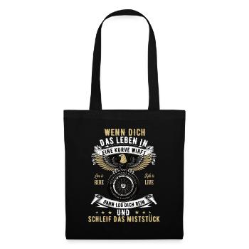 Motorrad Biker Motorradfahrer bike Rocker Rentner - Stoffbeutel - Schwarz - Vorne