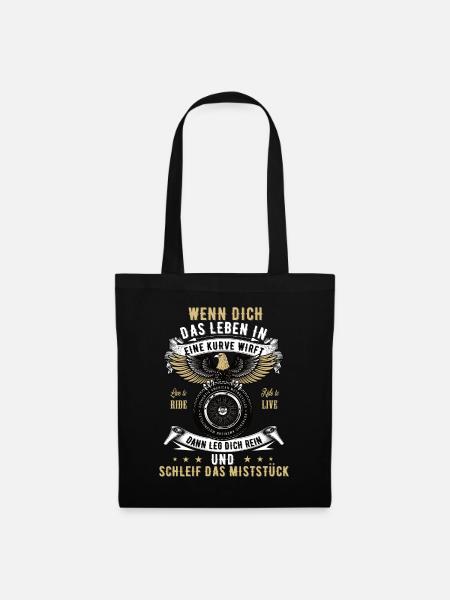 Motorrad Biker Motorradfahrer bike Rocker Rentner - Stoffbeutel - Schwarz