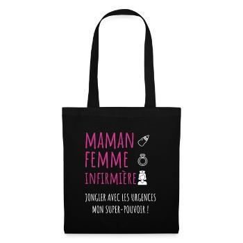 Mon super pouvoir cadeau humoristique infirmière - Sac en tissu - noir - Devant