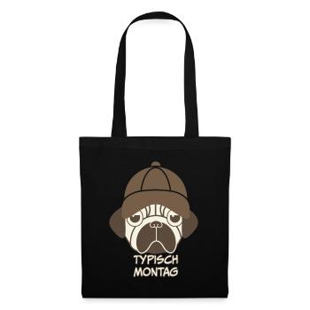Montagblues mit Frenchie – Das Anti-Montag Design - Stoffbeutel - Schwarz - Vorne