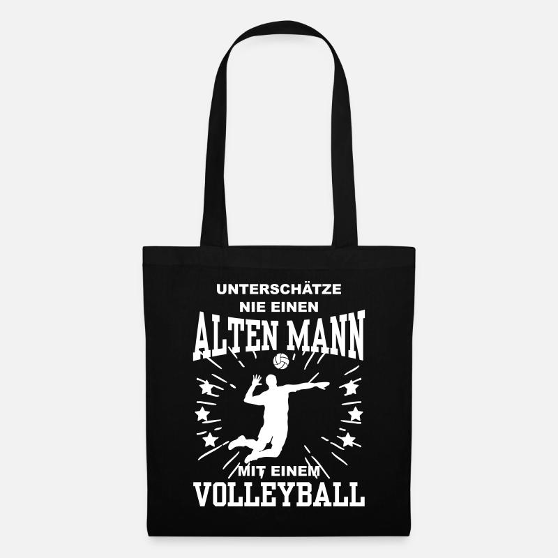 Unterschätze nie einen alten Mann mit Volleyball - Stoffbeutel - Schwarz