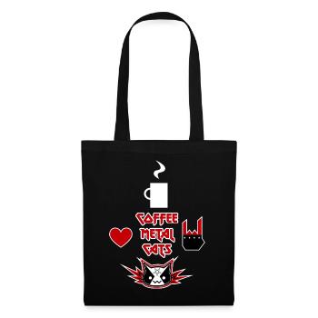 Coffee, Metal, Cats - Stoffbeutel - Schwarz - Vorne