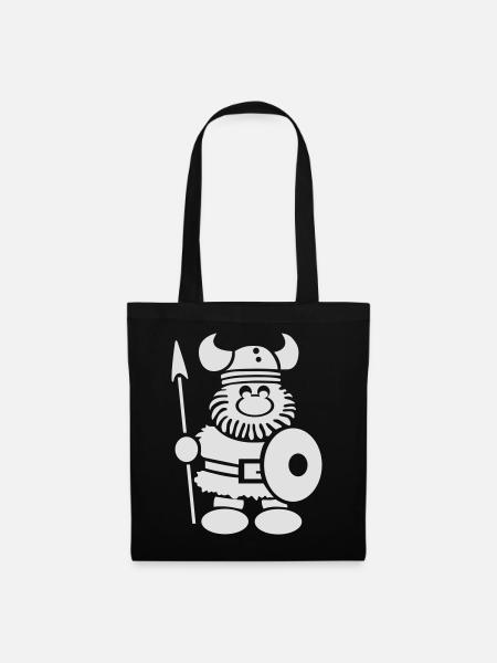 Wikinger mit Schild und Speer Illustration - Stoffbeutel - Schwarz