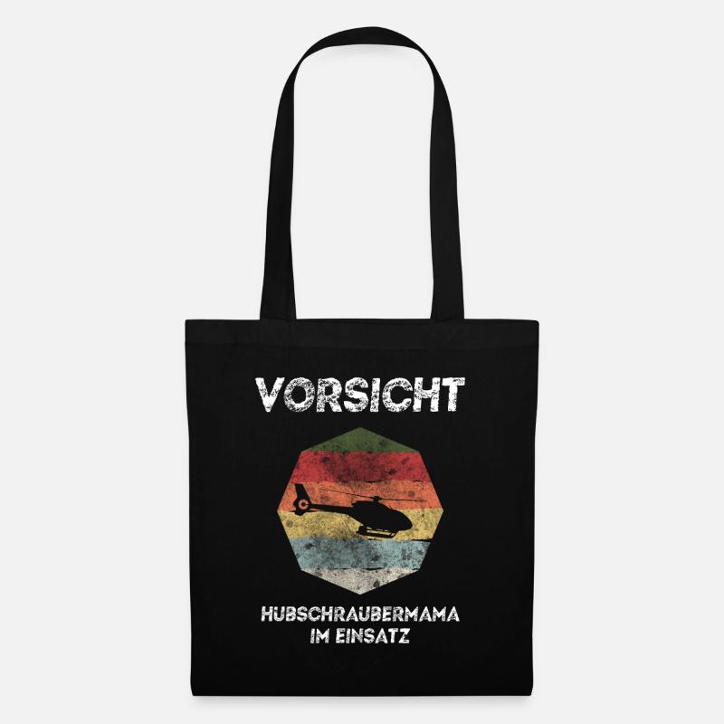 Hubschrauber Mutter - aus Liebe zum Kind Geschenk - Stoffbeutel - Schwarz