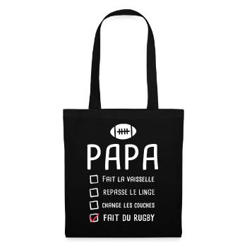 Papa rugbyman fête des pères cadeau drôle rugby - Sac en tissu - noir - Devant
