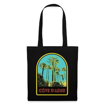 llustration palmiers emblématiques, Còte d'Azur - Sac en tissu - noir - Devant