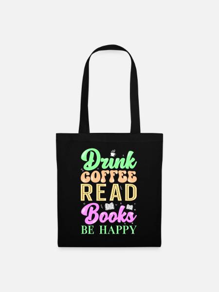 Lesen Kaffee Bücher - Stoffbeutel - Schwarz